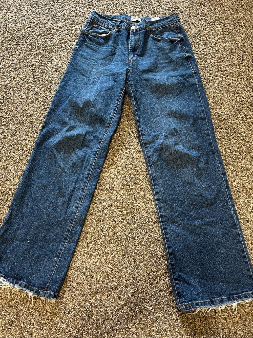 Kensie Blue High-Rise Relaxed Straight Jeans